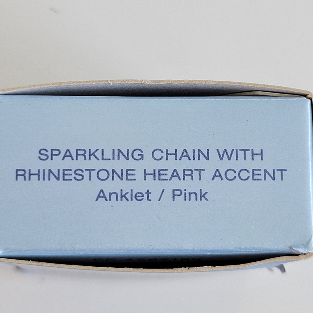 Avon | Sparkling Chain With Rhinestone Heart Accent Anklet Pink - Picture 5 of 6